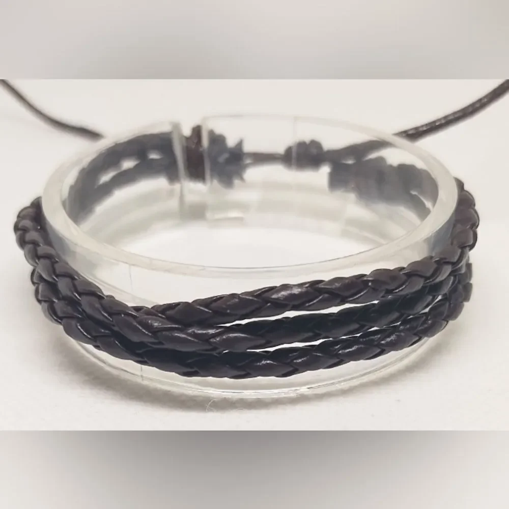 Men's bracelet leather braided new e69